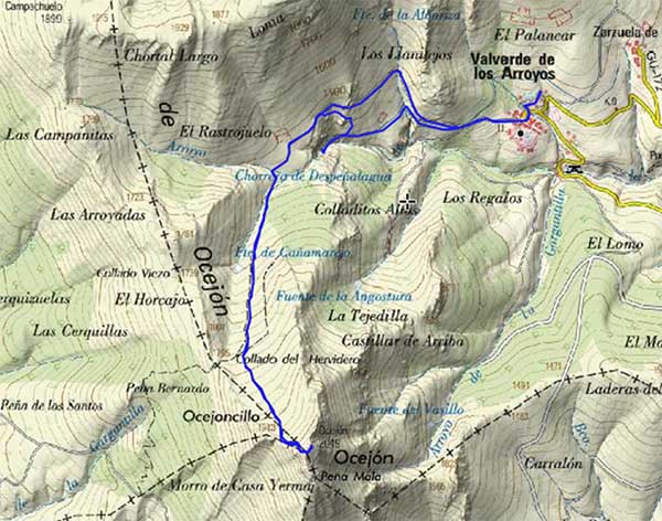 Mapa ruta Pico Ocejón