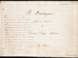 Manuscrito estreno ópera Barbieri