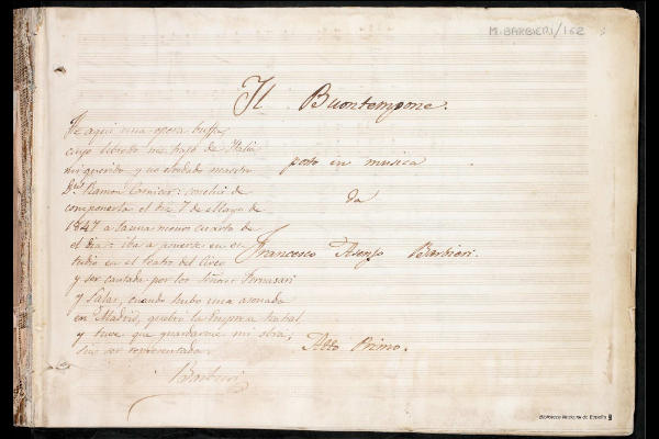 Manuscrito estreno ópera Barbieri