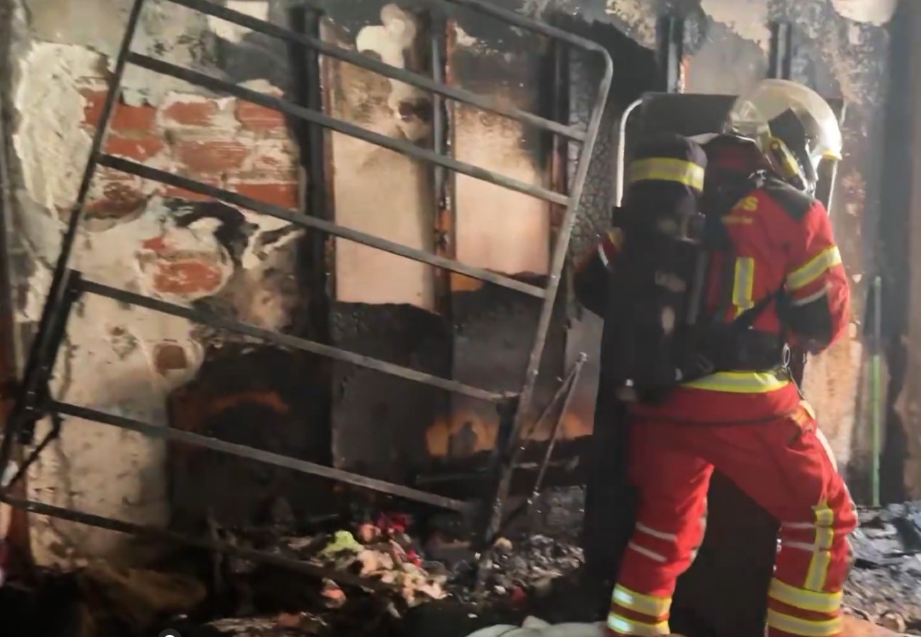 Atropello en Villaverde, incendio